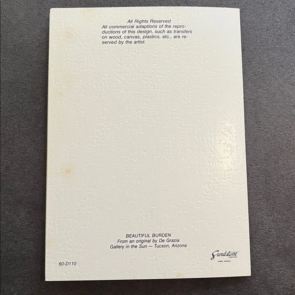 WHITE DOVE, BEAUTIFUL BURDEN De Grazia Note Cards Stationery Unused, Envelopes